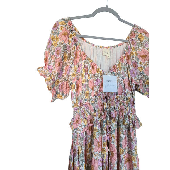 Coven & Co Multicolor Floral Midi Dress Size Medium NWT - Picture 3 of 7